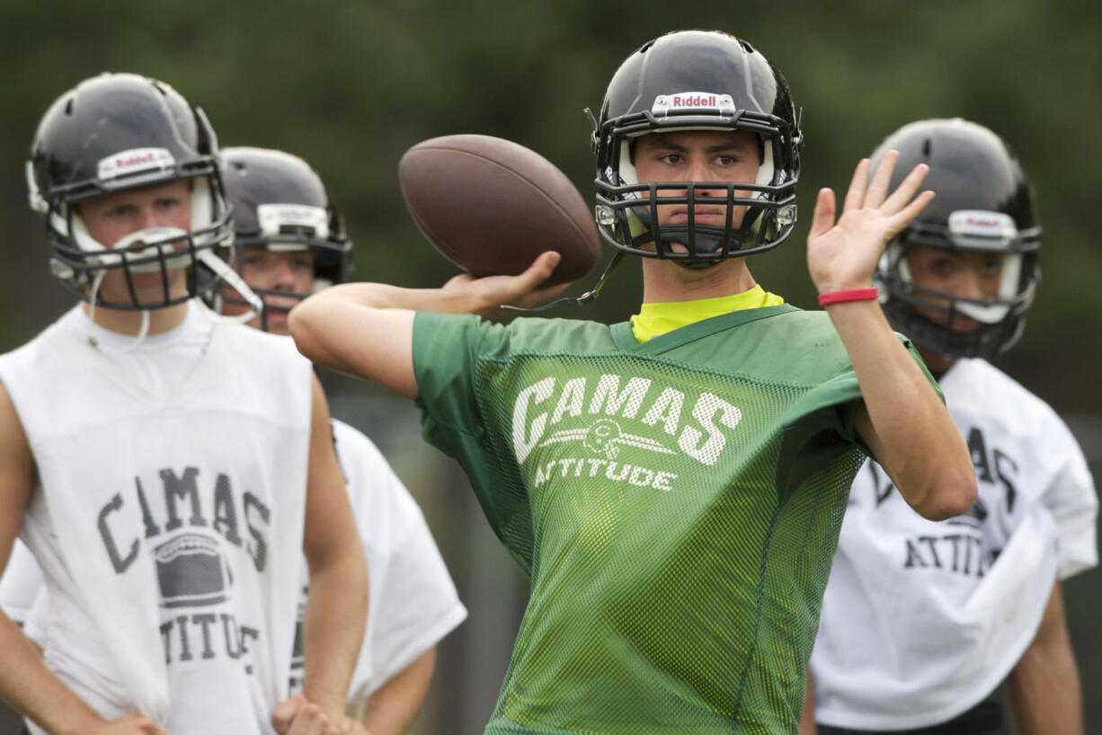 Camas High School quarterback Reilly Hennessey threw for 2,801 yards and 26 touchdowns last season as a junior.