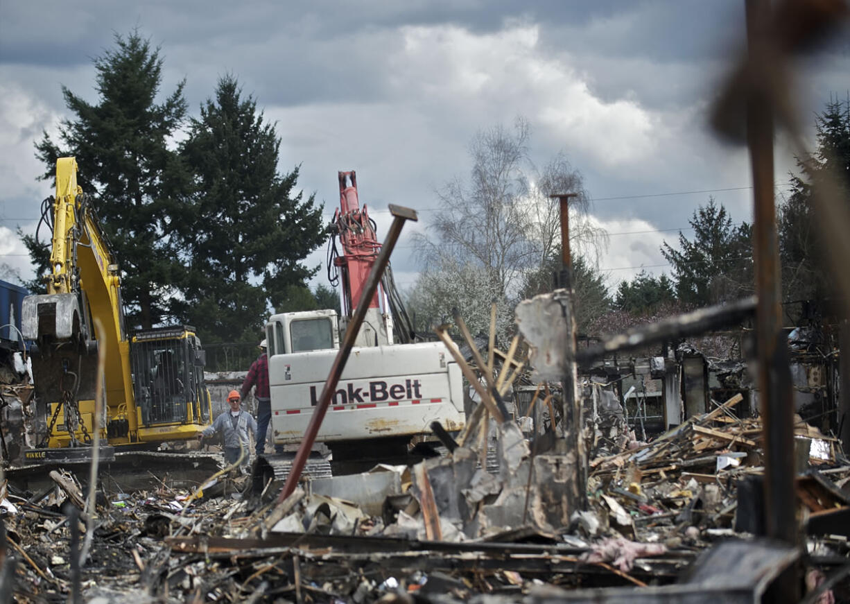 Crews begin clearing the site where Crestline Elementary once stood.