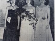 A newspaper clipping from The (Bend, Ore.) Bulletin in 1950 shows Doris Sutton, center, being crowned Miss Redmond.