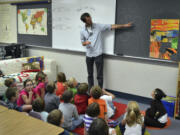 Ridgefield: Kindergartners at Union Ridge Elementary School review basic shapes in Alan Adams' art class during National Arts In Education Week.