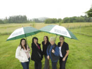 Members of the Woodland Rotary Park Committee, from left, Arwyn Borzone, Lesa Beuscher, Ingrid McQuivey, Sandy Larson and Carol Rounds gather at the future site of the Scott Hill Park and Sports Complex.