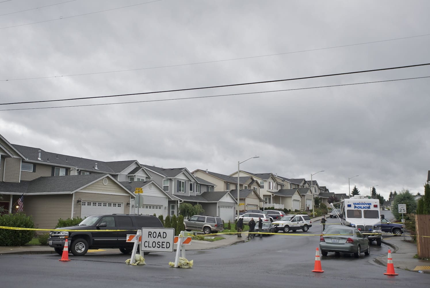 Northeast 89th Avenue was blocked off at Northeast 88th Street Saturday while investigators collected evidence of a fatal stabbing.