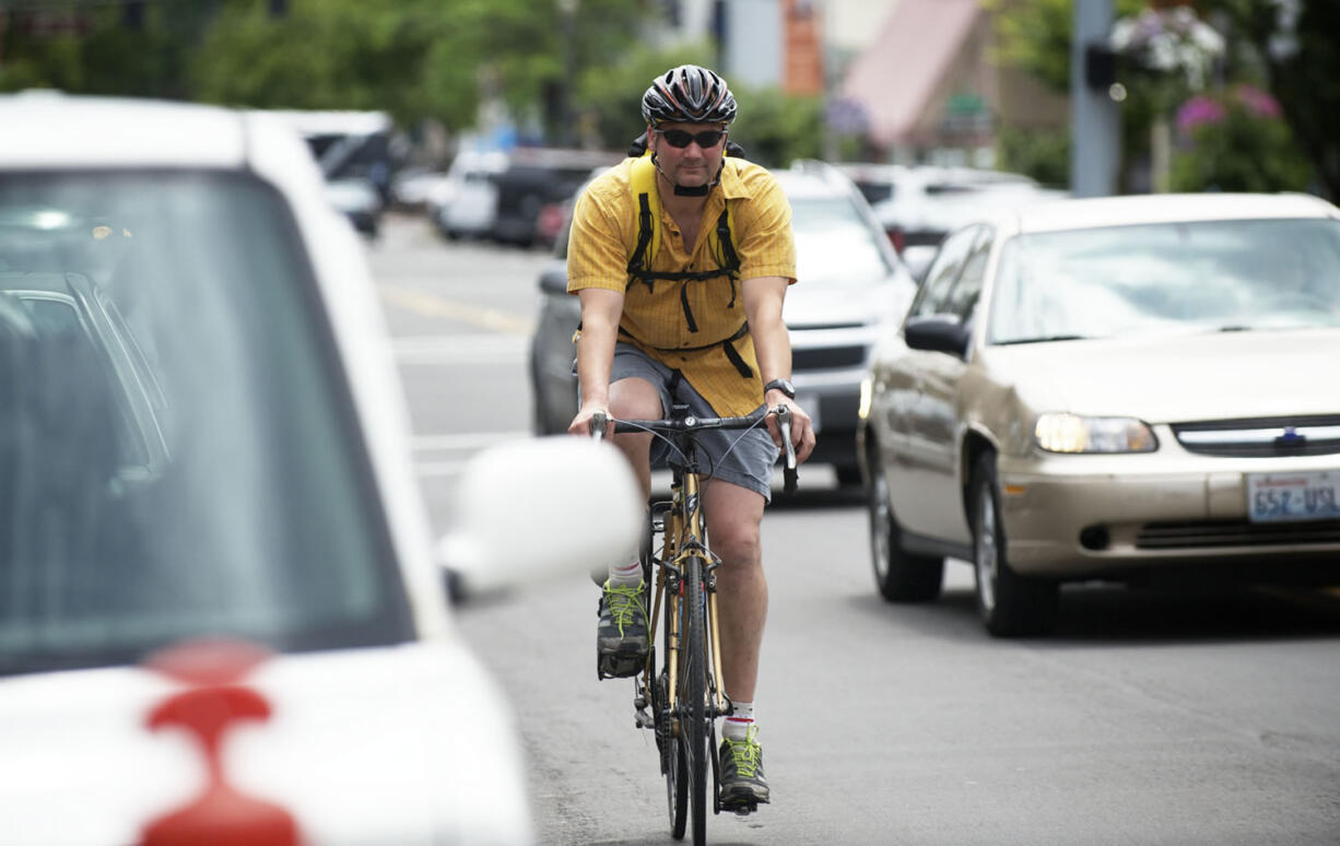 Steven Lane/The Columbian
Eric Giacchino founded Bike Clark County last year. The organization helped host a bicycle workshop in Vancouver last month.