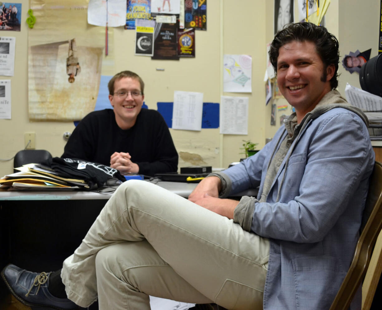 Ridgefield High School music teacher Bob Meek, left, recently received a visit from an old friend, Broadway star Louis Hobson.