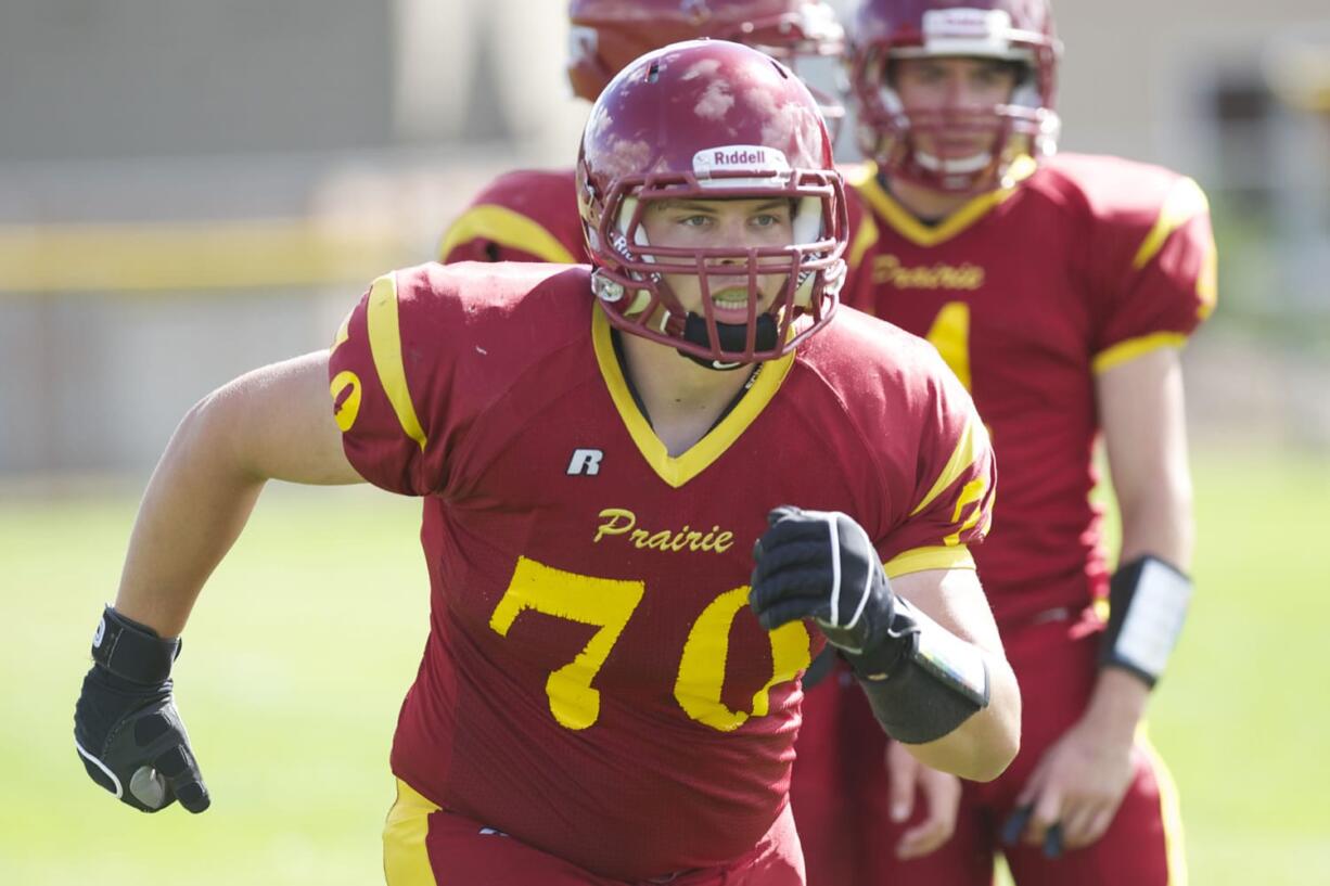 The Prairie High offensive line is anchored by 6-foot-4, 275-pound senior Tyler Grant, who has already caught the eye of several college recruiters.