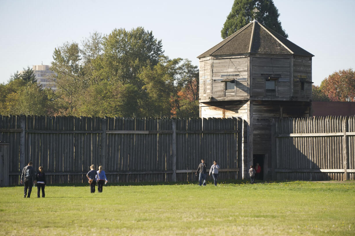 Visitors head to the bastion at the fort.