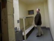 Clark County Sheriff's Commander Ric Bishop gives a tour of an empty cell inside A Pod, the housing unit for inmates on suicide watch.