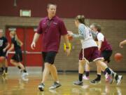 Prairie girls basketball head coach Mike Smith conducts his first practice Monday.