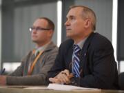 Clark County Commissioner-elect David Madore, right, attends a county workshop at the Clark County Public Service Center on Nov. 14.