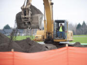 Construction is in progress at Pleasant View Estates, a housing development on Northwest McCann Road. The 169-lot subdivision is one of many housing projects that are part of a new construction boom in Clark County.