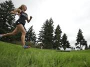 Alexis Fuller of Union High School races to a 43-second victory in the Titans' dual-meet win over Skyview at Pacific Community Park.