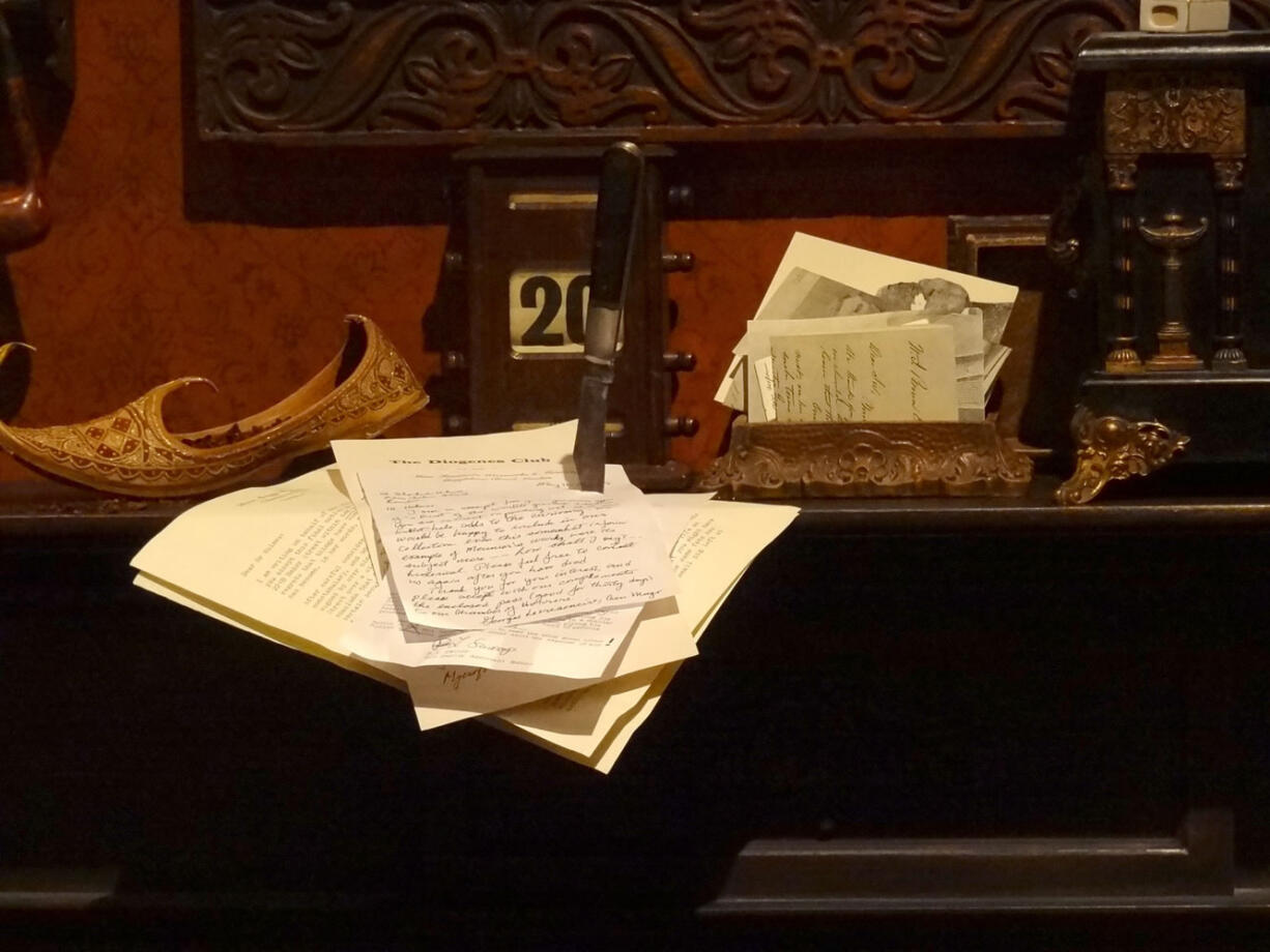 Sherlock Holmes left some of his unanswered correspondence, according to Sir Arthur Conan Doyle, pinned to the mantelpiece in his sitting room with a jackknife.