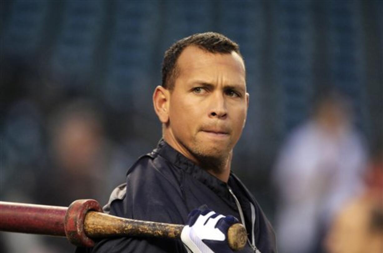 In this Wednesday, Oct. 17, 2012 file photo, New York Yankees' Alex Rodriguez takes batting practice before Game 4 of the American League championship series against the Detroit Tigers, in Detroit.