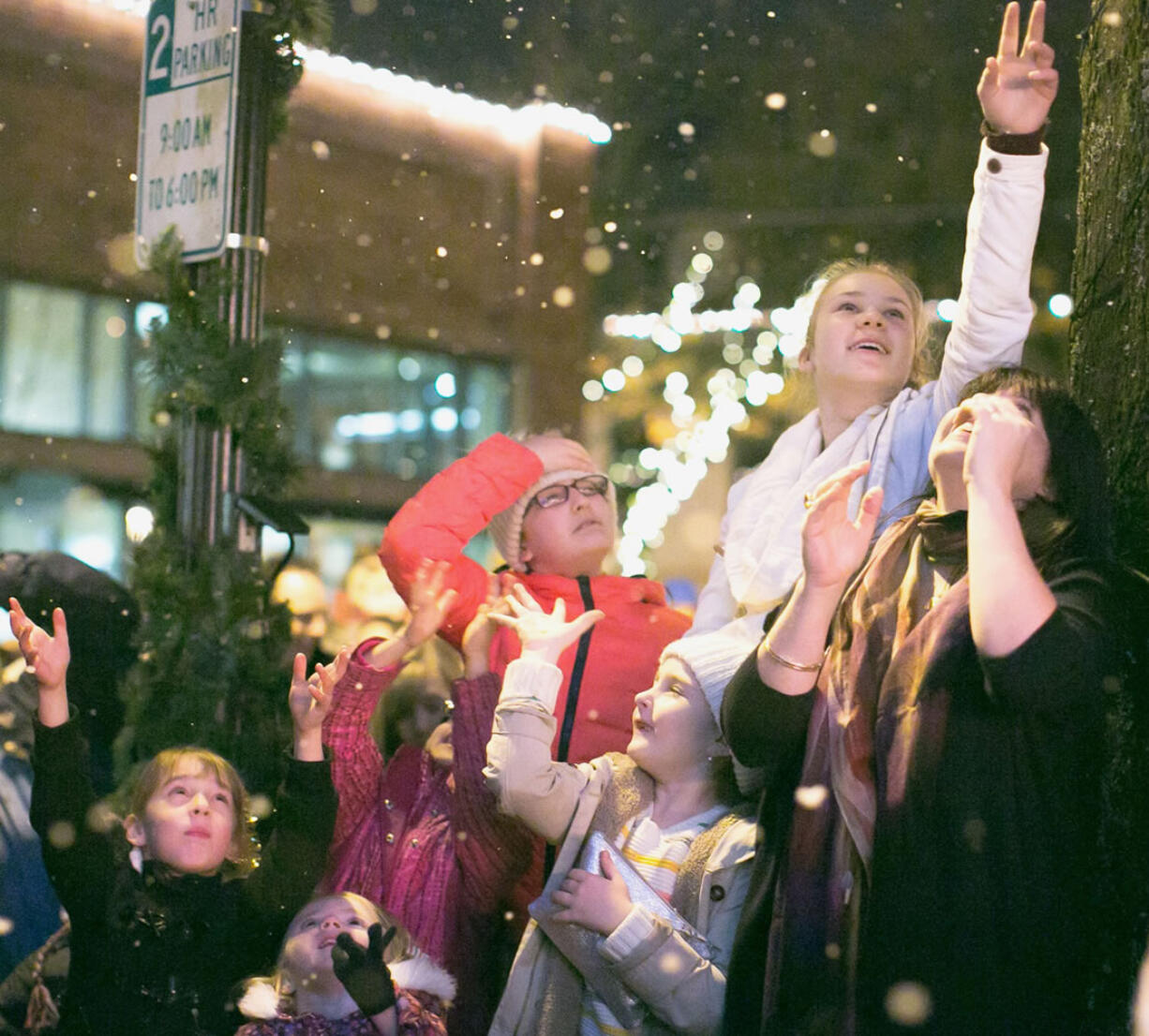 Camas: The 10th annual Hometown Holidays tree-lighting event hosted by the Camas Parks &amp; Recreation Department featured some man-made snow.