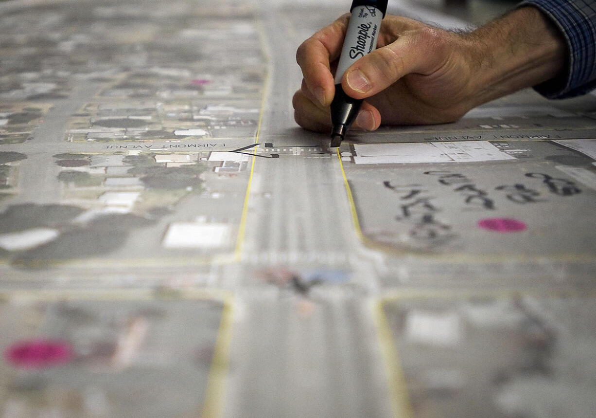 C-Tran planners and riders helping craft a bus rapid transit proposal for Vancouver's Fourth Plain corridor went into street-level detail during a design workshop Wednesday at Clark College.