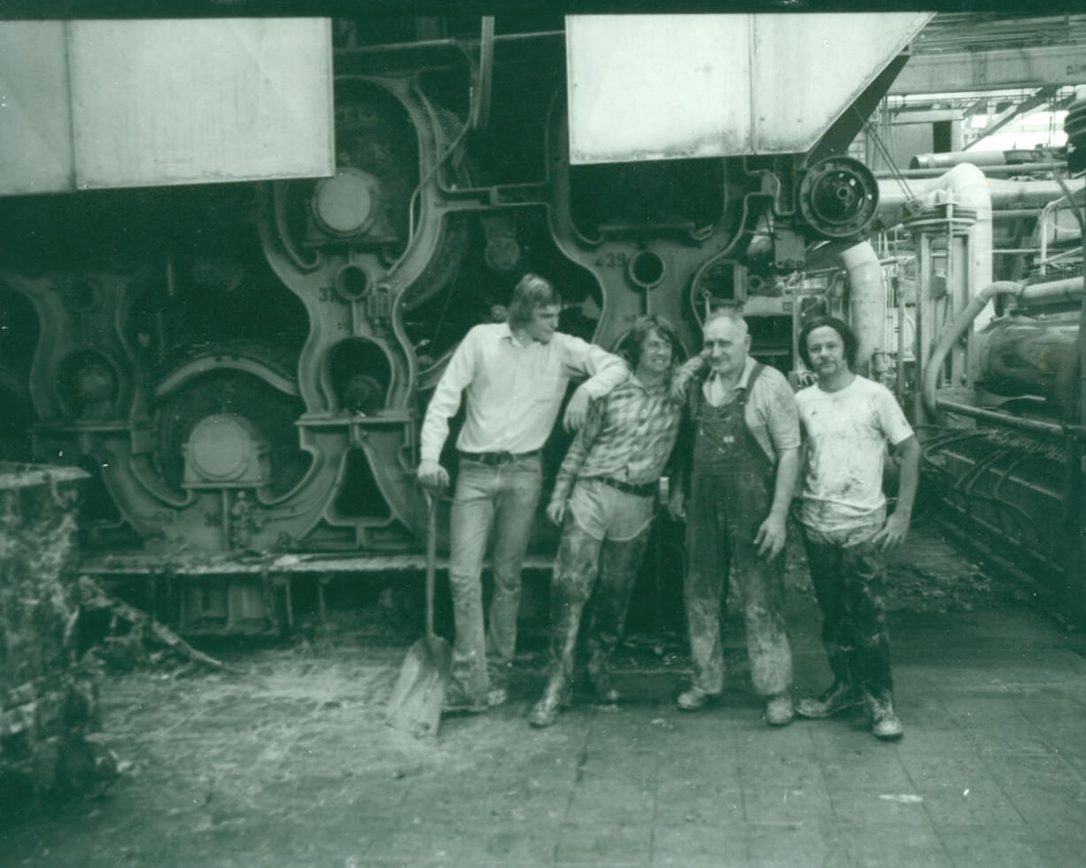 Workers at the Camas paper mill, once the county's biggest employer and site of a bitter labor struggle.