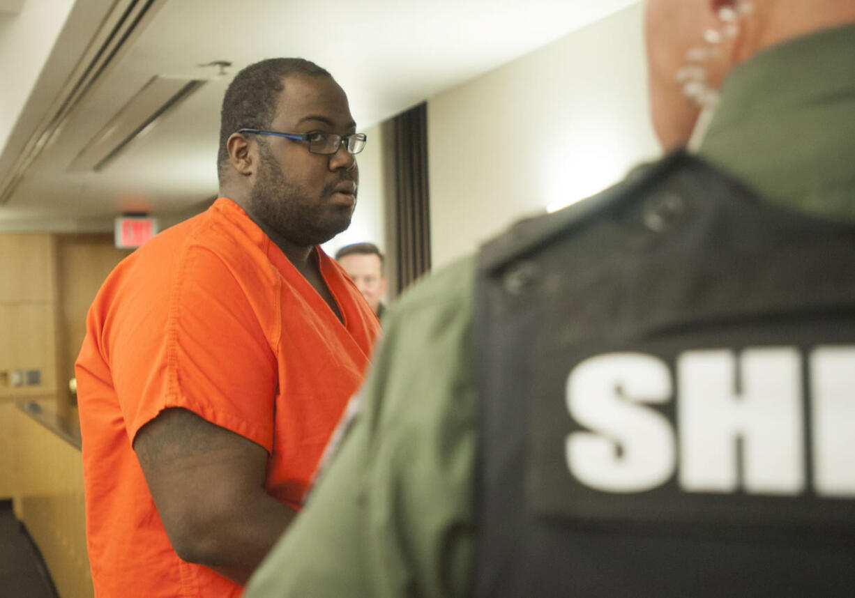 David Jackson, 27, makes a first appearance in Clark County Superior Court on April 27 in connection with a 2014 kidnapping and rape case. Jackson was found guilty Thursday of one count of second-degree rape following a jury trial.