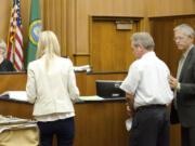 Steven W. Timmons, 54, of Camas is arraigned today on a charge of first-degree assault.