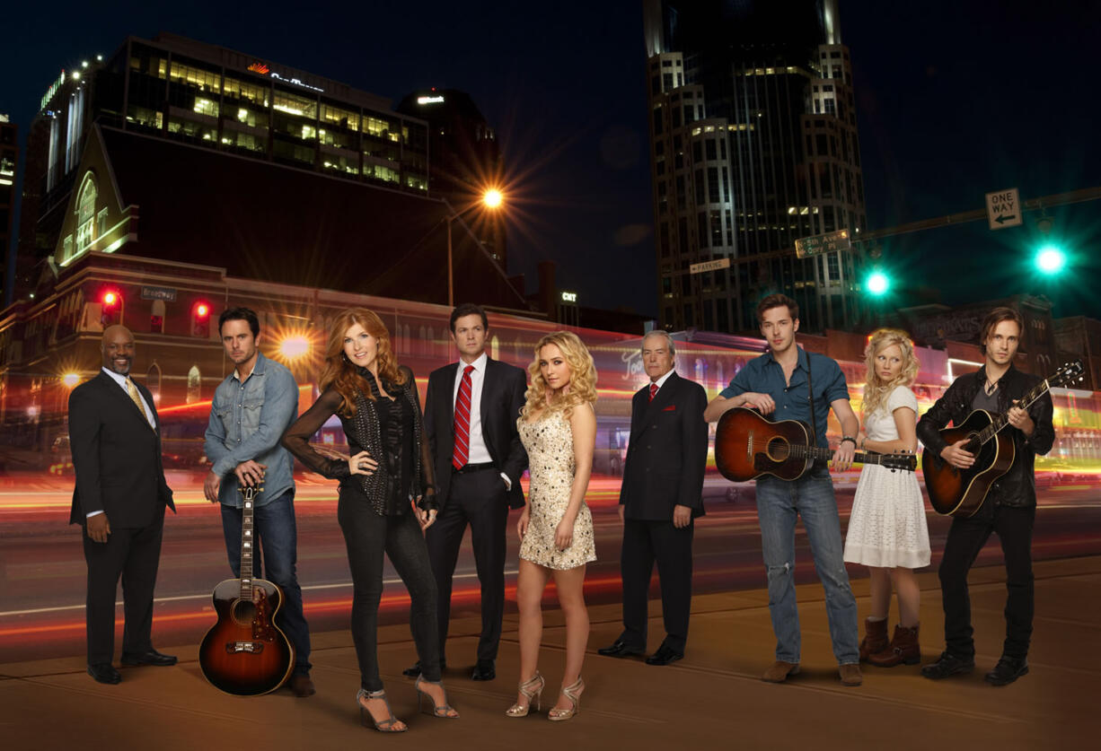 Cast of the ABC show &quot;Nashville,&quot; with Jonathan Jackson at the far right.