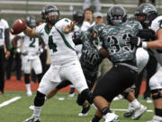 Portland State quarterback Kieran McDonagh (4), a Skyview High School graduate, passes during Saturday's scrimmage at McKenzie Stadium.