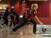 Prairie's Stephanie Russell, 15, bowls against Heritage at Big Al's.