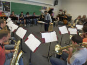 Richard Inouye conducts a jazz class Friday just before the dedication of Clark College's music building in memory of Dale Beacock.