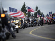 About 150 riders and drivers were in the Veterans Convoy on Sunday.