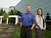 Park Plaza asset manager Monique Still, right, and building maintenance manager Scott Vale, worked together to earn a $135,760 rebate for a $193,000 project to upgrade the business park's heating, ventilation and air conditioning.