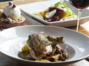 Brick Oven Roasted Chicken Breast, Truffled Beet Salad and Pear and Cranberry Crumble at Lapellah.