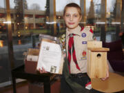 Fourteen-year-old Miles Cottrell of Camas assembled birdhouse kits for students at the school at Randall Children&#039;s Hospital at Legacy Emanuel. Last week, Miles and his family delivered the kits to the teachers at the Portland hospital.