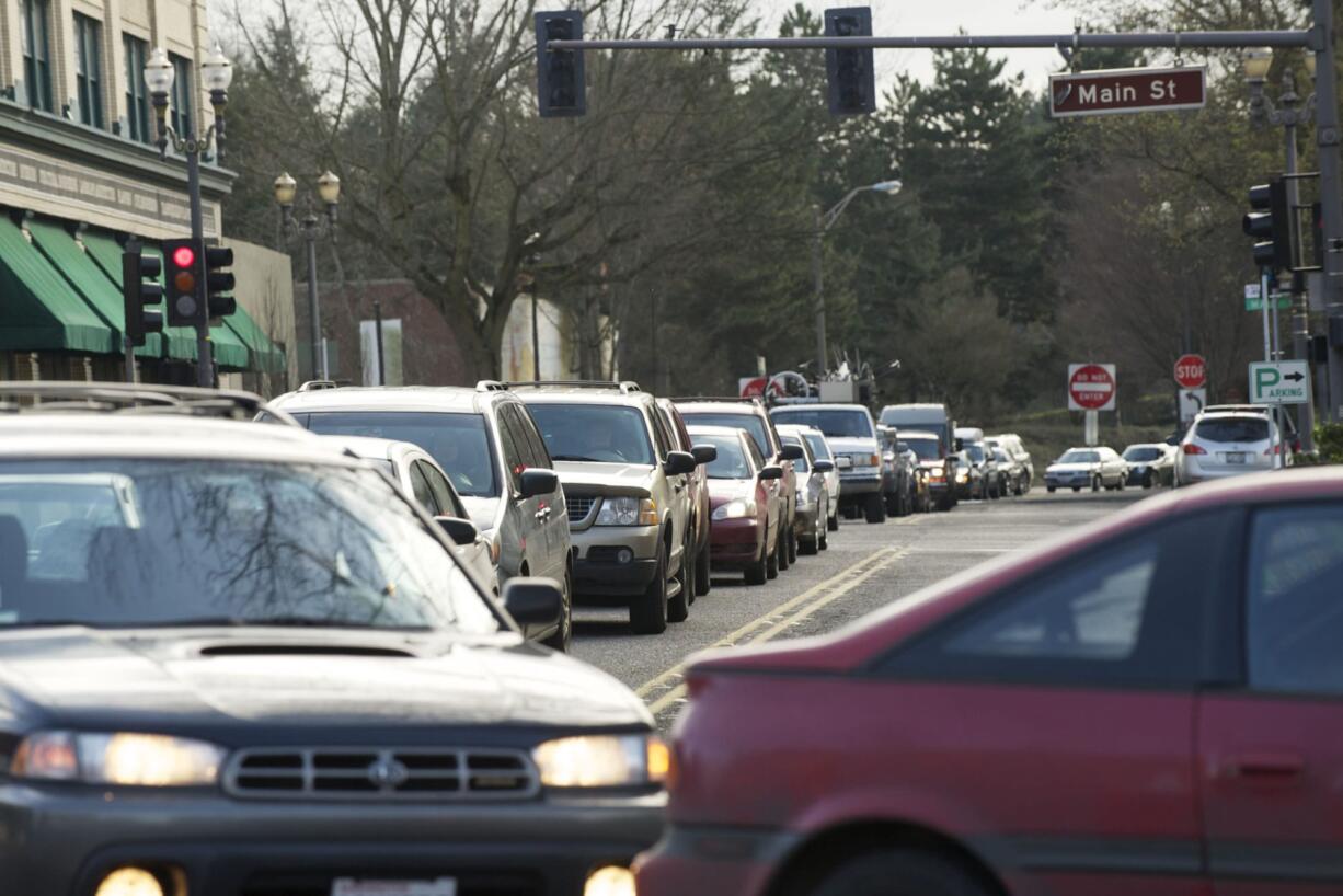 As motorists bailed off the interstates to find a back way to Portland, traffic snarled Sixth Street in downtown Vancouver.