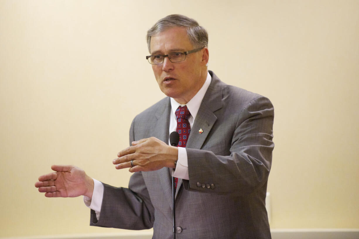 Gov. Jay Inslee speaks Friday night at the American Federation of Teachers Washington convention at the Hilton Vancouver Washington.