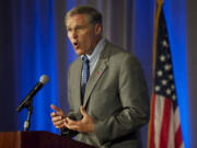 Jay Inslee, Democratic candidate for governor speaks at a Clark County Democrats fundraising dinner Saturday.