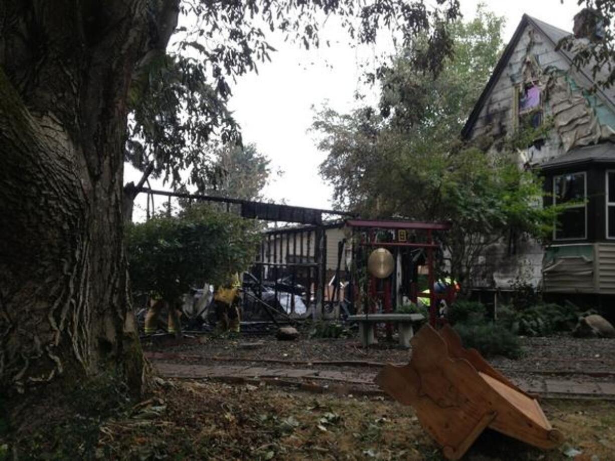 A house fire this morning damaged this home near Northeast Hazel Dell Avenue.