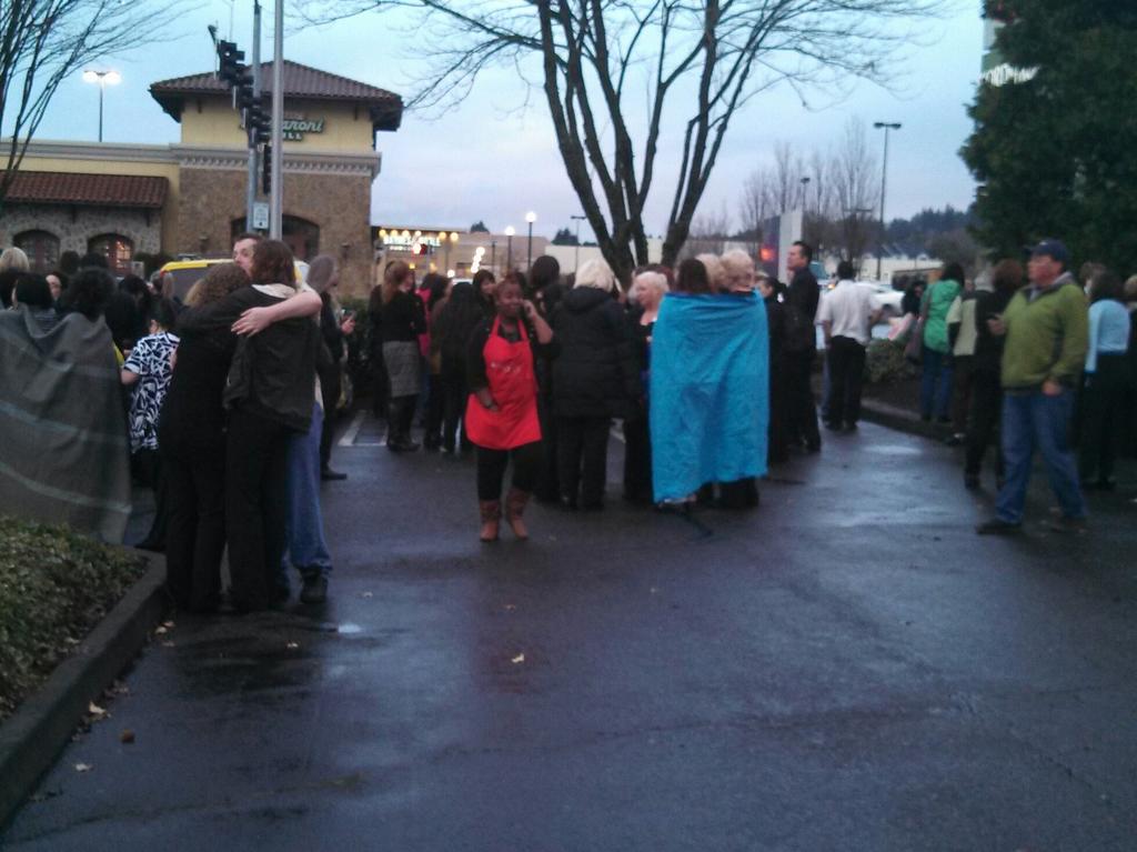 Tweeted by @KOINLocal6 Joel Iwanaga:
Shoppers who witnessed shooting are very emotional. Hugs, crying, tears Clackamas shooting