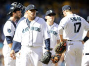 Felix Hernandez gave up five runs -- four earned -- in 7 1/3 innings Saturday against the Angels.