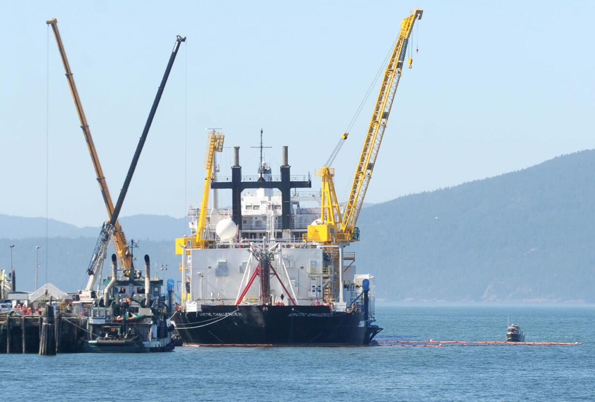 The Arctic Challenger is a containment barge designed to capture oil spilled during drilling.