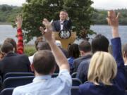 British Prime Minister David Cameron takes questions from journalists during a media conference at the G-8 summit at the Lough Erne golf resort in Enniskillen, Northern Ireland, on Tuesday.