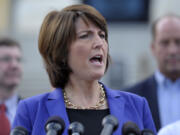 Rep. Cathy McMorris Rodgers, R-Wash. joins other Republican House members as they call on Senate Democrats to &quot;come back to work&quot; on the Senate Steps of the U.S.