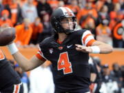 Oregon State quarterback Sean Mannion throws against Colorado in the first half Saturday.