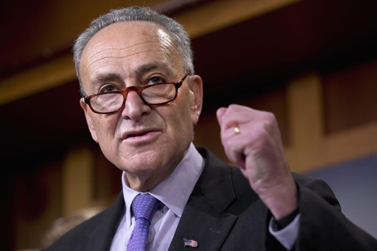 Sen. Charles Schumer, D-N.Y. speaks during a news conference on Capitol Hill in Washington, Thursday, Dec. 3, 2015, to discuss gun control and related amendments to the reconciliation bill.