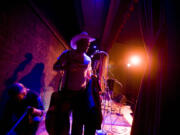 Bret Lien from the band Countryside Ride leaves the stage at the Old Liberty Theater in Ridgefield after performing at Birdfest in October 2011.