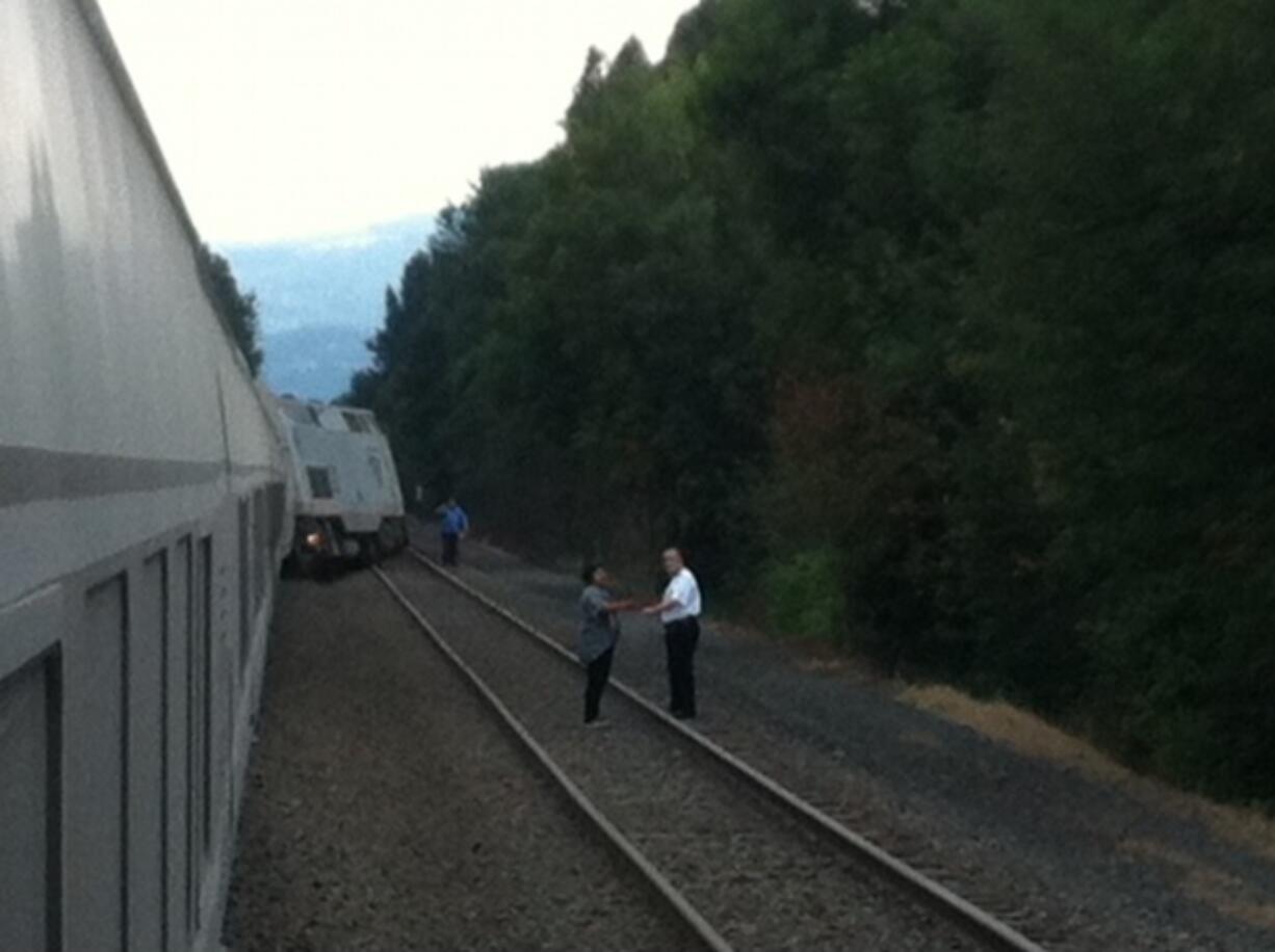 A northbound Amtrak train derailed in Woodland about 6:50 p.m. Wednesday.