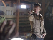 Andrew Lincoln takes aim in AMC's &quot;The Walking Dead.&quot; The show's only Emmy nomination was for makeup.