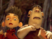 Norman is voiced by Kodi Smit-McPhee, left, and Alvin is voiced by Christopher Mintz-Plasse in the 3D stop-motion film &quot;ParaNorman.&quot;