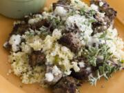 Lemon-Garlic Lamb Kebabs With Bell Pepper Couscous