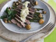 Smaller lamb steaks cut from the leg get the Mediterranean treatment in this Grilled Lamb Steaks With Artichoke Lemon Sauce recipe.