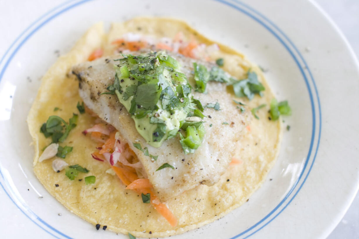 Healthy Fish Tacos with Avocado.