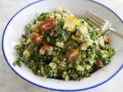 Quinoa adds tons of protein and calcium to tabbouleh, a delicious Middle Eastern salad.