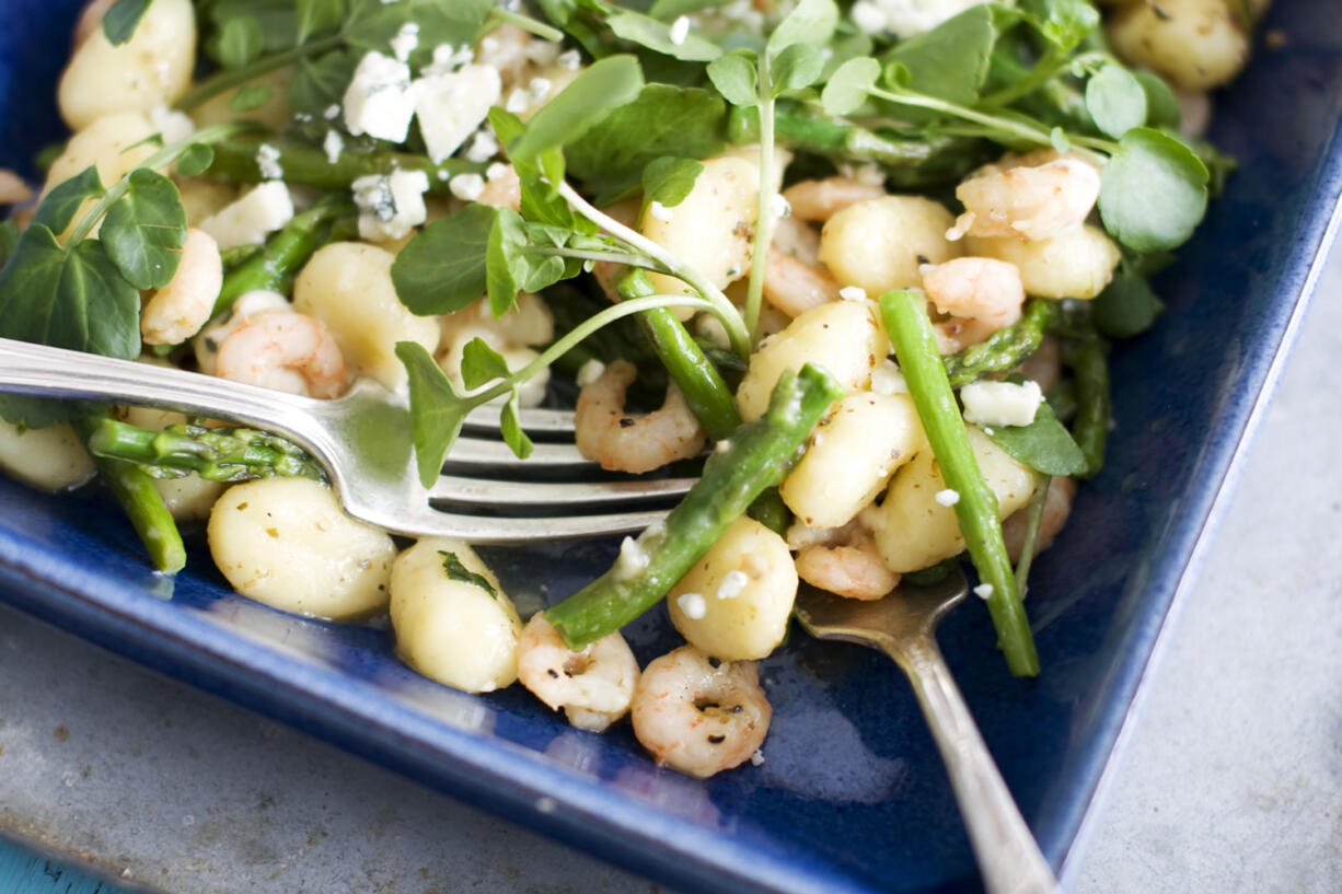 Spring Gnocchi with Asparagus and Shrimp.